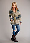 Stetson Women's Tan and Grey Southwest Belted Cardigan