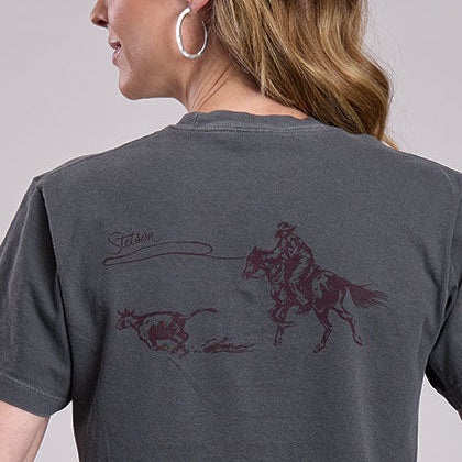 Stetson Women's S/S Cropped Graphic Tee in Black