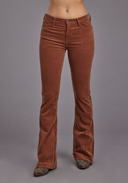 Stetson Women's No. 921 High Rise Corduroy Flare Jean in Brown