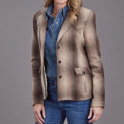 Stetson Women's Ombre Wool Plaid Western Blazer in Brown – Branded