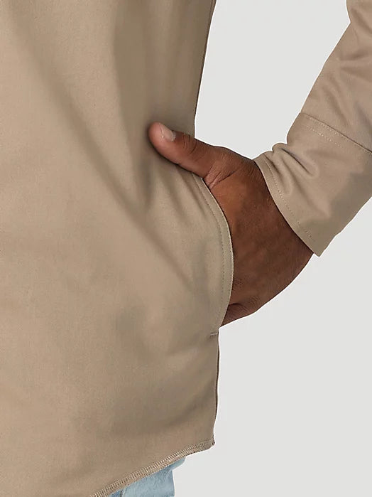 Wrangler Men's Flannel Lined Solid Work Shirt in Dune