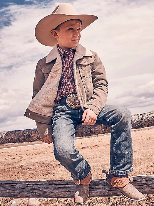 Wrangler® Boy's Cowboy Cut® Sherpa Lined Corduroy Jacket in Nomad