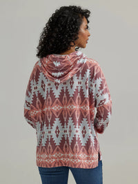 Wrangler Retro Women's Southwestern Relaxed Pullover Hoodie in Red Geo