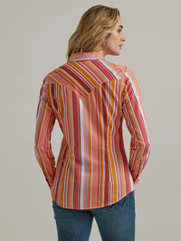 Wrangler Women's All Occasion Long Sleeve Western Snap Shirt in Sunny Stripe
