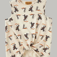 Wrangler Girl's Cowgirl Knotted Tank Top in Cream