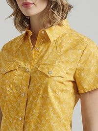 Wrangler Women's Essential S/S Western Snap Shirt in Floral Yellow
