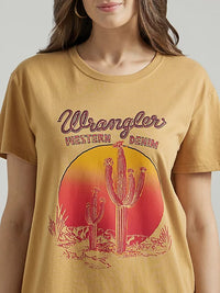 Wrangler Retro Women's Western Logo Graphic Boyfriend Tee in Pale Gold