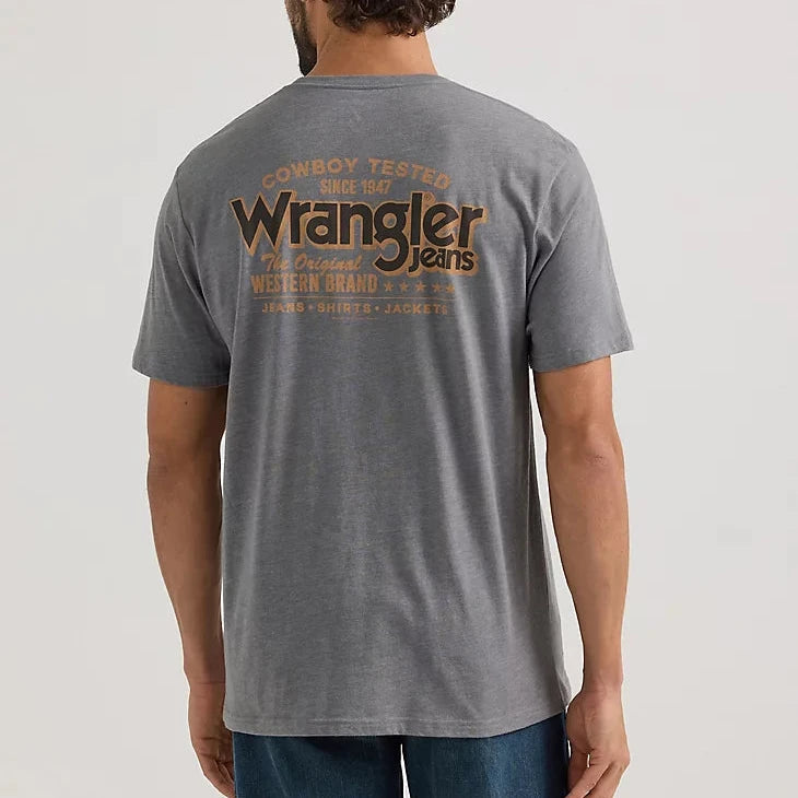 ◆Wrangler◆ Western Symbols TShirt Charcoal Wrangler Men's Eagle Stars & Stripes Shield Tee in Heather