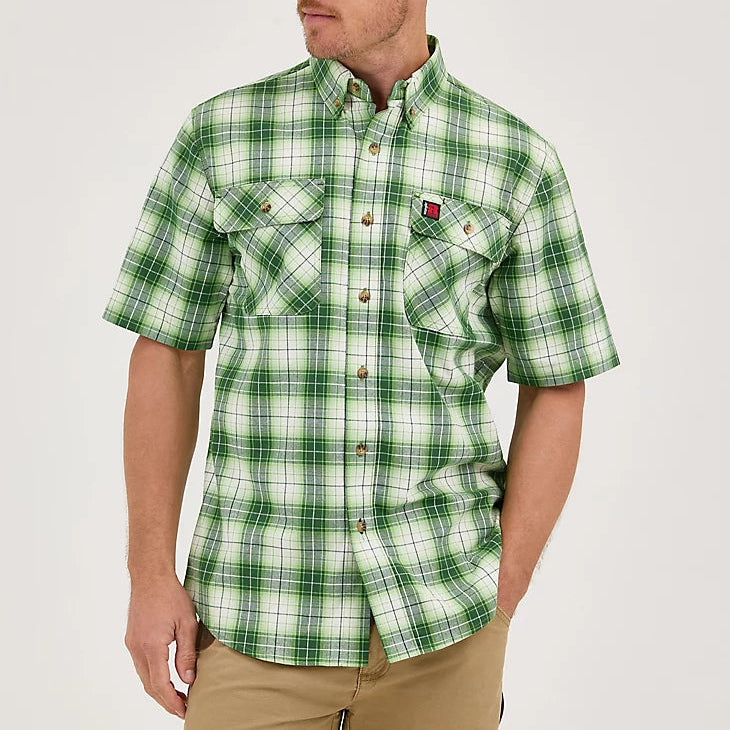 Wrangler RIGGS Foreman Plaid Work Shirt Grass Green Size L Wrangler RIGGS Foreman Plaid Work Shirt Grass Green Size L