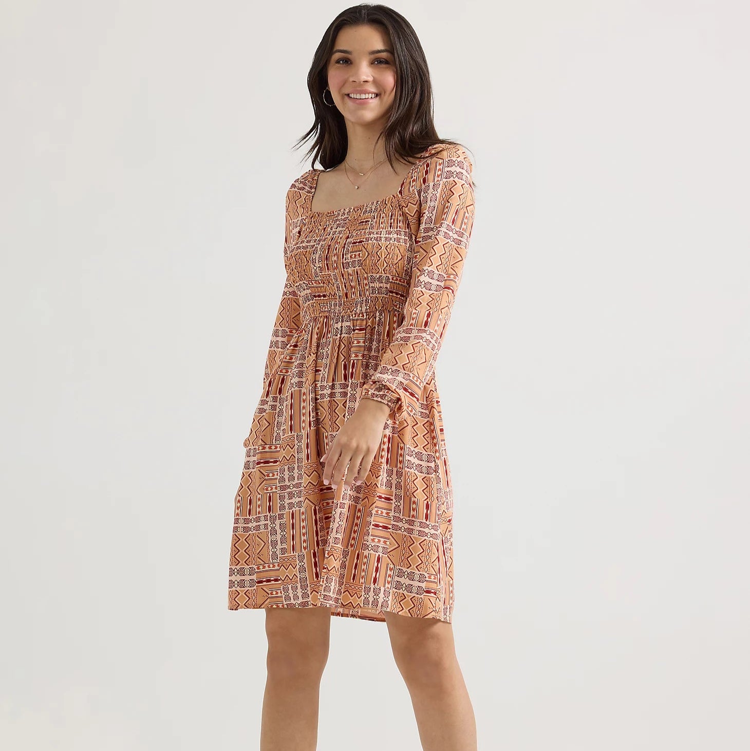 wrangler retro dresses Wrangler Women's Smocked Bodice A-Line Dress