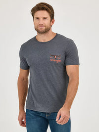 Wrangler Men's Mineral Wash Graphic Logo T-Shirt in Charcoal Bar