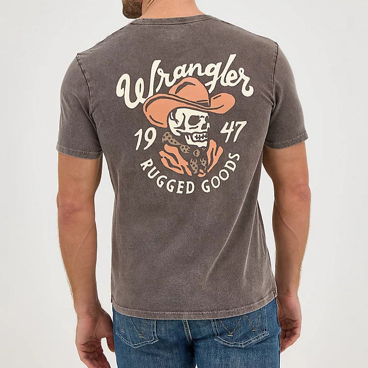 Wrangler Men's Mineral Wash Graphic Logo T-Shirt in Ganache