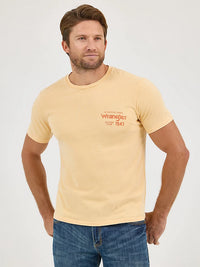 Wrangler Men's Mineral Wash Graphic Logo T-Shirt in Golden Straw