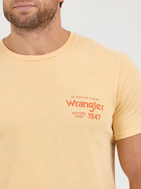 Wrangler Men's Mineral Wash Graphic Logo T-Shirt in Golden Straw