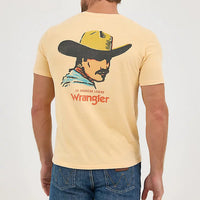 Wrangler Men's Mineral Wash Graphic Logo T-Shirt in Golden Straw