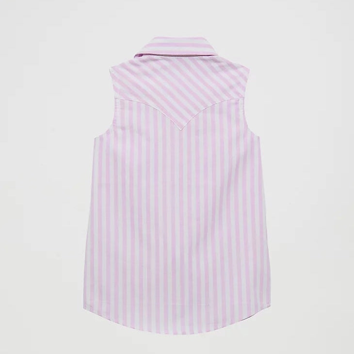 Wrangler Girl's Sleeveless Striped Western Snap Tank in Purple
