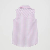 Wrangler Girl's Sleeveless Striped Western Snap Tank in Purple