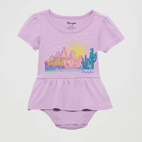 Wrangler Baby Girl's S/S Western Desert Graphic Bodysuit in Purple