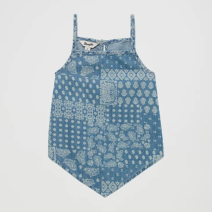 Wrangler Girl's Hankerchief Hem Trapeze Tank in Denim