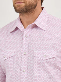 Wrangler Men's 20X Competition S/S Western Snap Shirt in Pink Sangria Burst