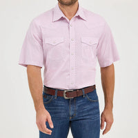 Wrangler Men's 20X Competition S/S Western Snap Shirt in Pink Sangria Burst