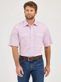 Wrangler Men's 20X Competition S/S Western Snap Shirt in Pink Sangria Burst