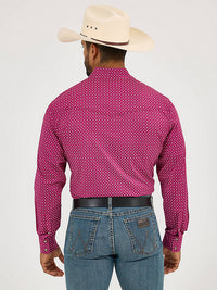 Wrangler Men's L/S 20X Competition Western Snap Shirt in Sangria Diamonds (Available in Tall Sizes)
