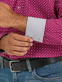 Wrangler Men's L/S 20X Competition Western Snap Shirt in Sangria Diamonds (Available in Tall Sizes)