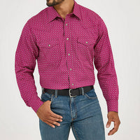 Wrangler Men's L/S 20X Competition Western Snap Shirt in Sangria Diamonds (Available in Tall Sizes)