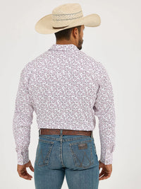 Wrangler Men's L/S 20X Competition Western Snap Shirt in Pink Sangria Paisley (Available in Tall Sizes)