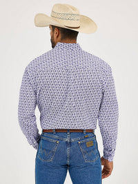 Wrangler Men's L/S George Strait Button Down Shirt in Amethyst Fin (Available in Tall Sizes)