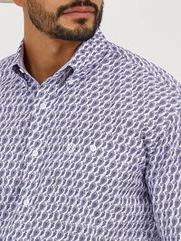 Wrangler Men's L/S George Strait Button Down Shirt in Amethyst Fin (Available in Tall Sizes)