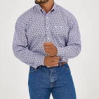 Wrangler Men's L/S George Strait Button Down Shirt in Amethyst Fin (Available in Tall Sizes)