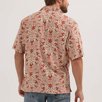 Wrangler Men's S/S Coconut Cowboy Snap Front Camp Shirt in Brown Duel