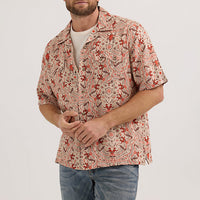 Wrangler Men's S/S Coconut Cowboy Snap Front Camp Shirt in Brown Duel
