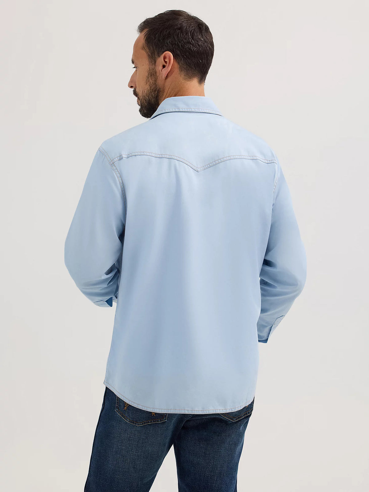 Wrangler Retro Men's L/S Premium Western Snap Shirt in Ice Blue (Available in Tall Sizes)