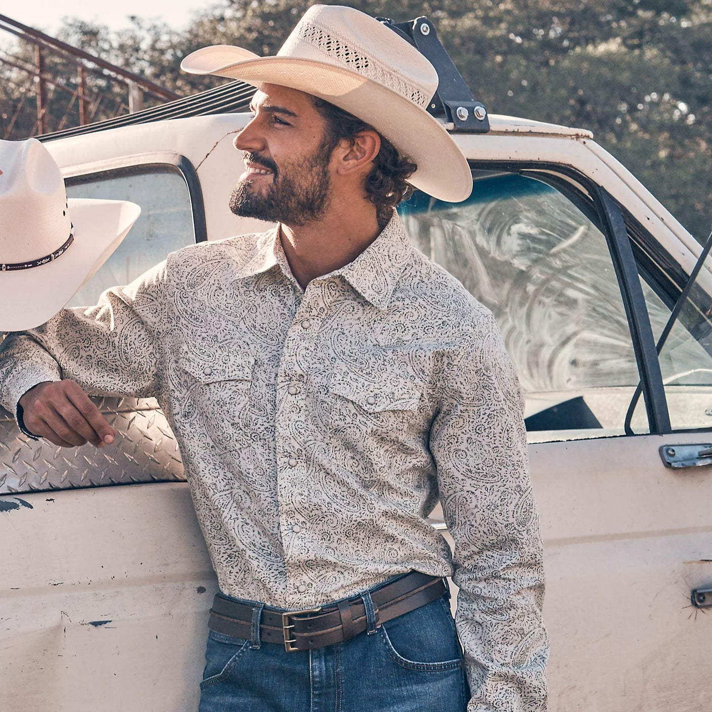 cowboy dress shirt Wrangler Retro Men's L/S Premium Paisley Western Snap Shirt in Olive (Available in Tall Sizes)