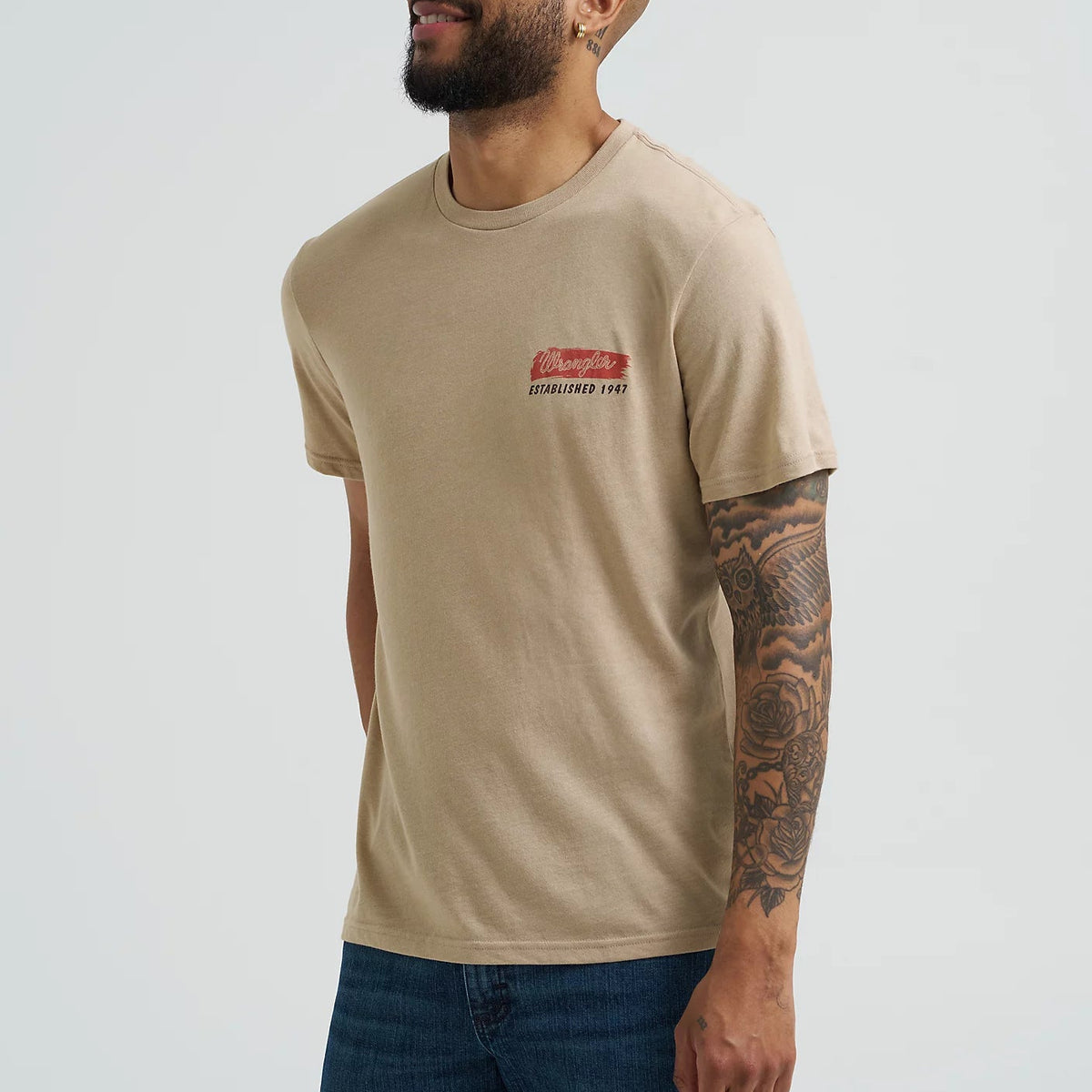 Wrangler Men's Bucking Cowboy Graphic T-Shirt in Trenchcoat