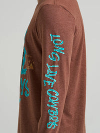 Wrangler Men's L/S Long Live Cowboys Front Graphic Tee in Cappuccino Heather