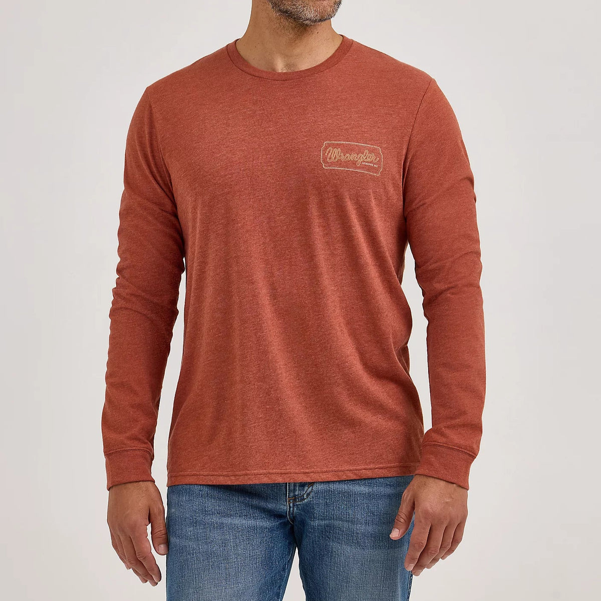 Wrangler Men's L/S Cowboy Back Graphic Tee in Henna Heather