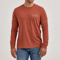 Wrangler Men's L/S Cowboy Back Graphic Tee in Henna Heather
