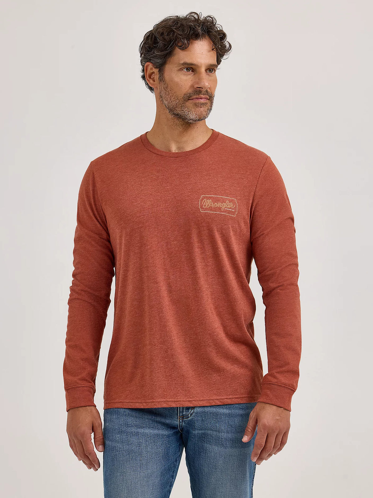Wrangler Men's L/S Cowboy Back Graphic Tee in Henna Heather