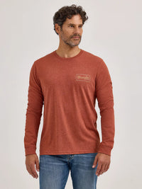 Wrangler Men's L/S Cowboy Back Graphic Tee in Henna Heather