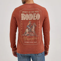 Wrangler Men's L/S Cowboy Back Graphic Tee in Henna Heather