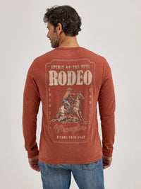 Wrangler Men's L/S Cowboy Back Graphic Tee in Henna Heather