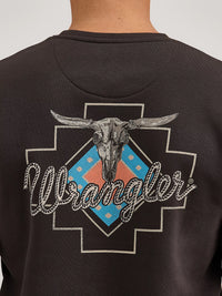 Wrangler Men's L/S Graphic Pullover in Espresso