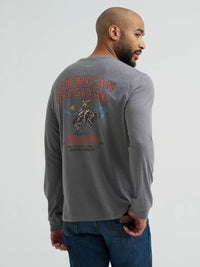 Wrangler Men's L/S Cowboy Back Graphic Tee in Graphite Heather