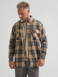 Wrangler Men's Riggs Workwear L/S Flannel Foreman Plaid Shirt in Asphalt (Available in Plus Sizes)