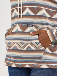Wrangler Retro Women's Geometric Relaxed Pullover Hoodie in Brown