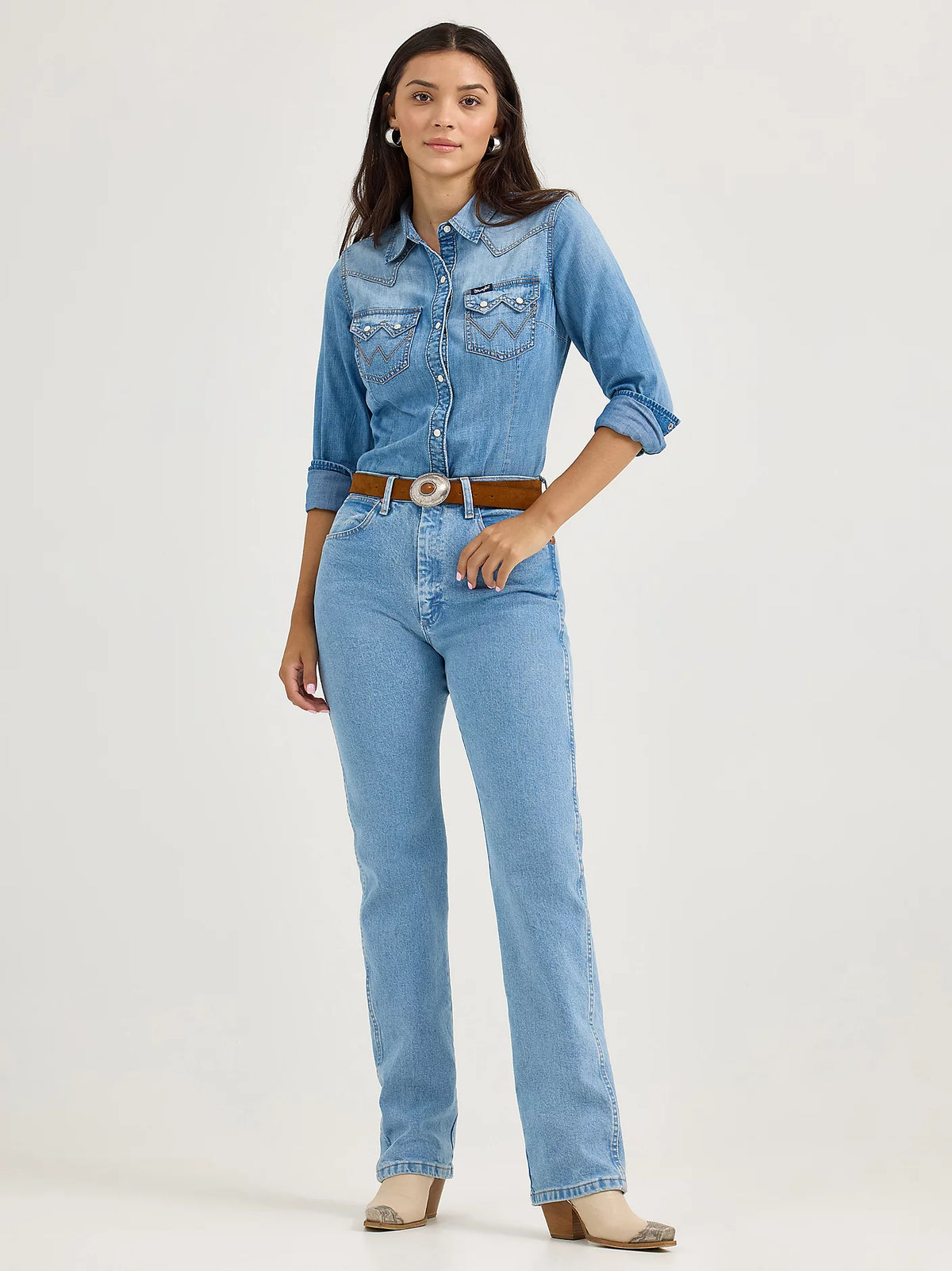 Wrangler Women's Retro L/S Denim Cowboy Snap Shirt